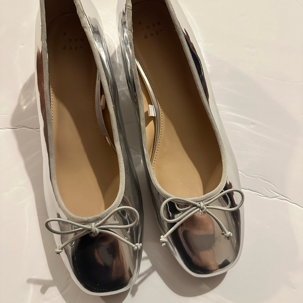 A New Day Women's Silver Ballet Flats
